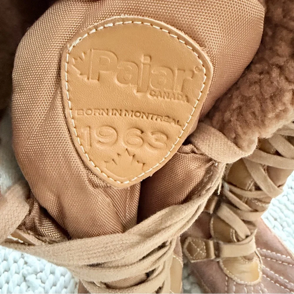 PAJAR Canada Adventure Tall Camel Leather & Suede Lace Up Boots Womens 7 7.5 EUC